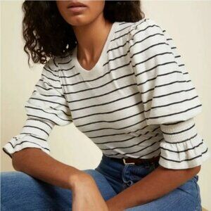 Nation LTD Black and White Striped Top